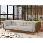 Sofá 3 Lugares 240cm Coin Courino Caramelo | Linho Off White